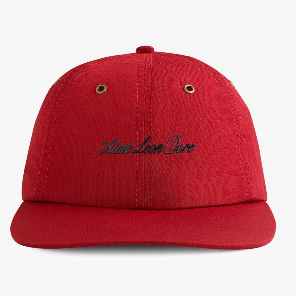 NEW AIME LEON DORE script sport nylon twill 6 panel hat cap red